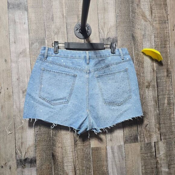 Cali 1850 Rhinestone Embellished Bling Distressed Jeans Shorts - Picture 3 of 5
